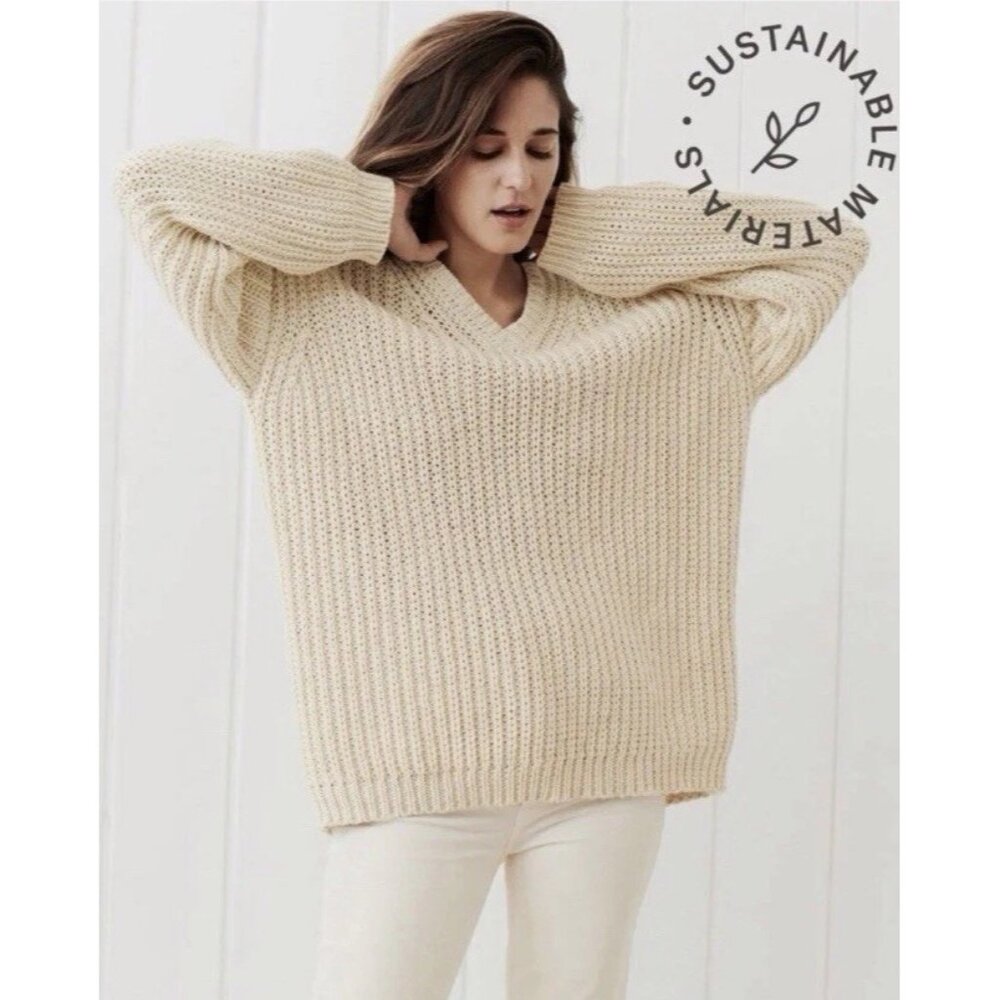 Jenni Kayne Cream V-Neck Sweater